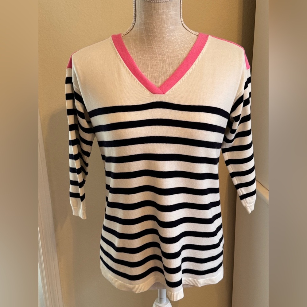 Talbots V-neck Striped Sweater